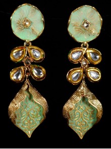 Kundan Earrings with Meenakari Work